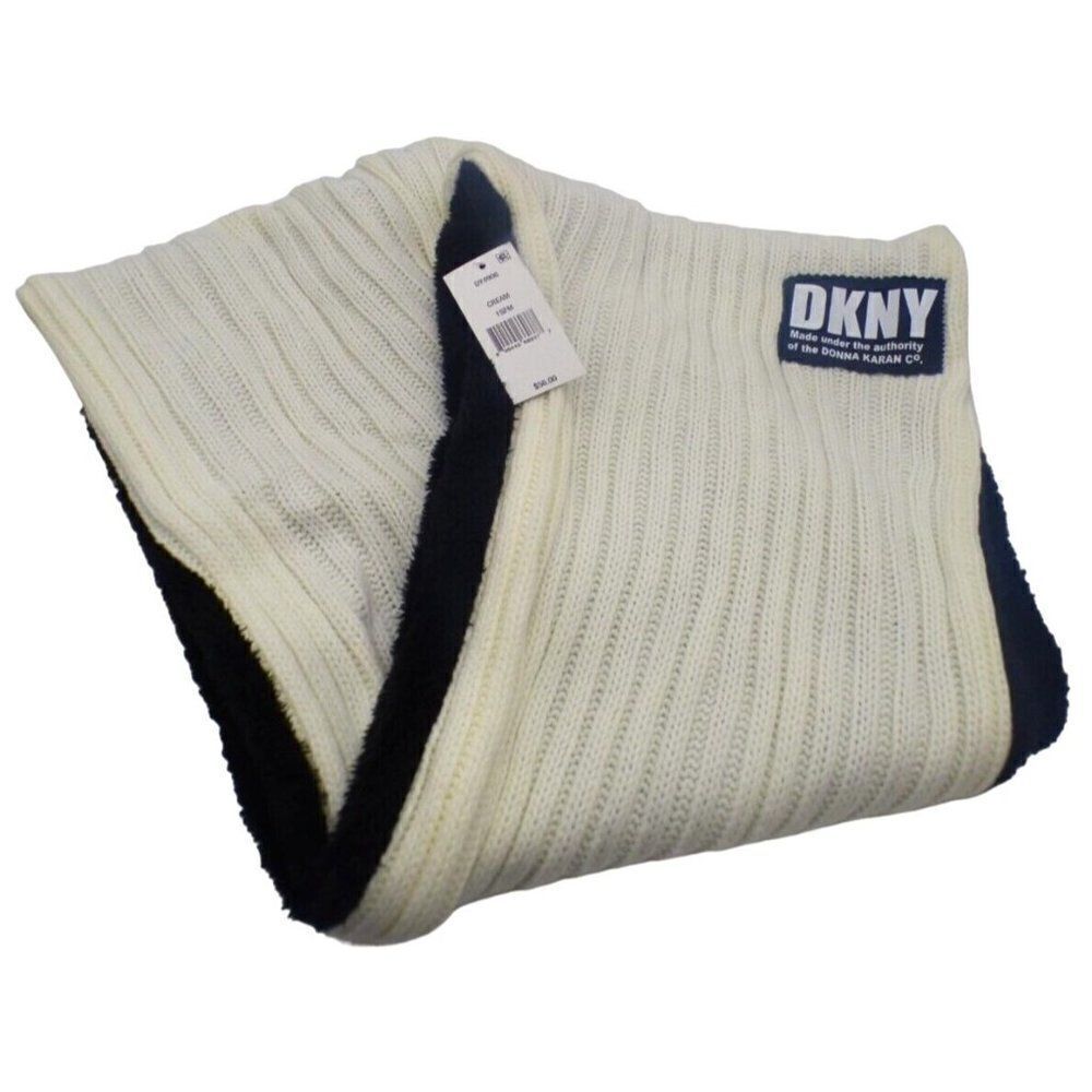 $58.00 DKNY Fleece-Lined Knit Infinity Scarf, Cream